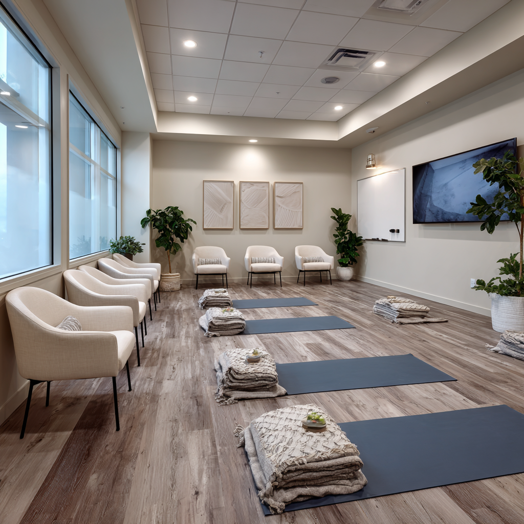 Outdoor meditation garden at MTN Rehab